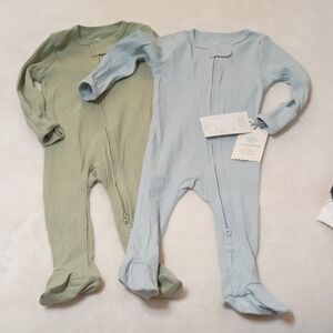 Cloud Island Coverall One-Piece 2-Pack Blue Green 6-9M Long Sleeve Zip OEKO-TEX